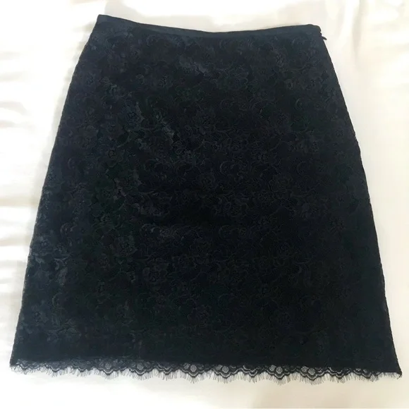 Liz Claiborne Liz Sport Skirt Size 16 Black Floral Lace Fully Lined side zipper - Picture 9 of 13